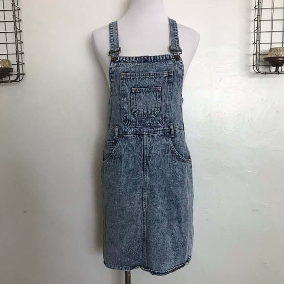 Vintage Pants - Vintage Bleached Denim Overall Dress